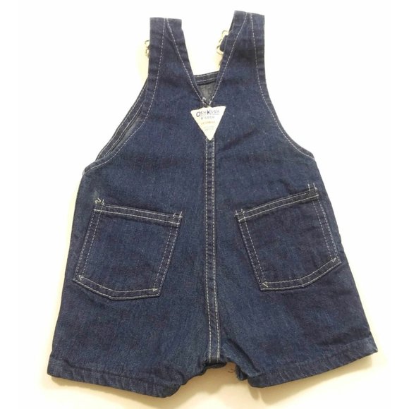 OshKosh B'gosh Toddler Unisex Girls/Boys Strap Overall Short Blue Jeans 12 Month - Picture 7 of 7